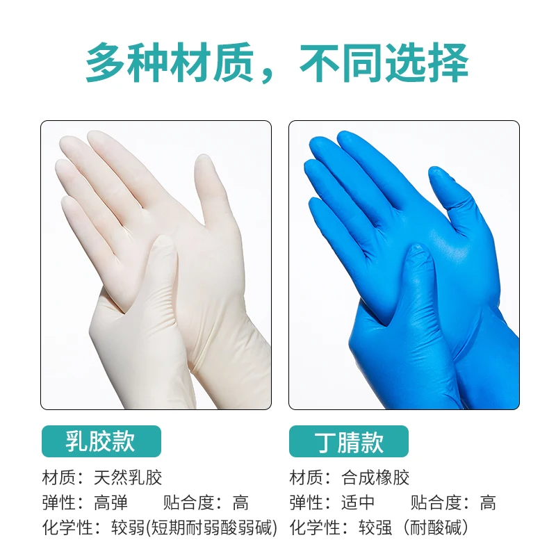 Powder-free green and white aloe rubber for beekman disposable gloves laboratory.