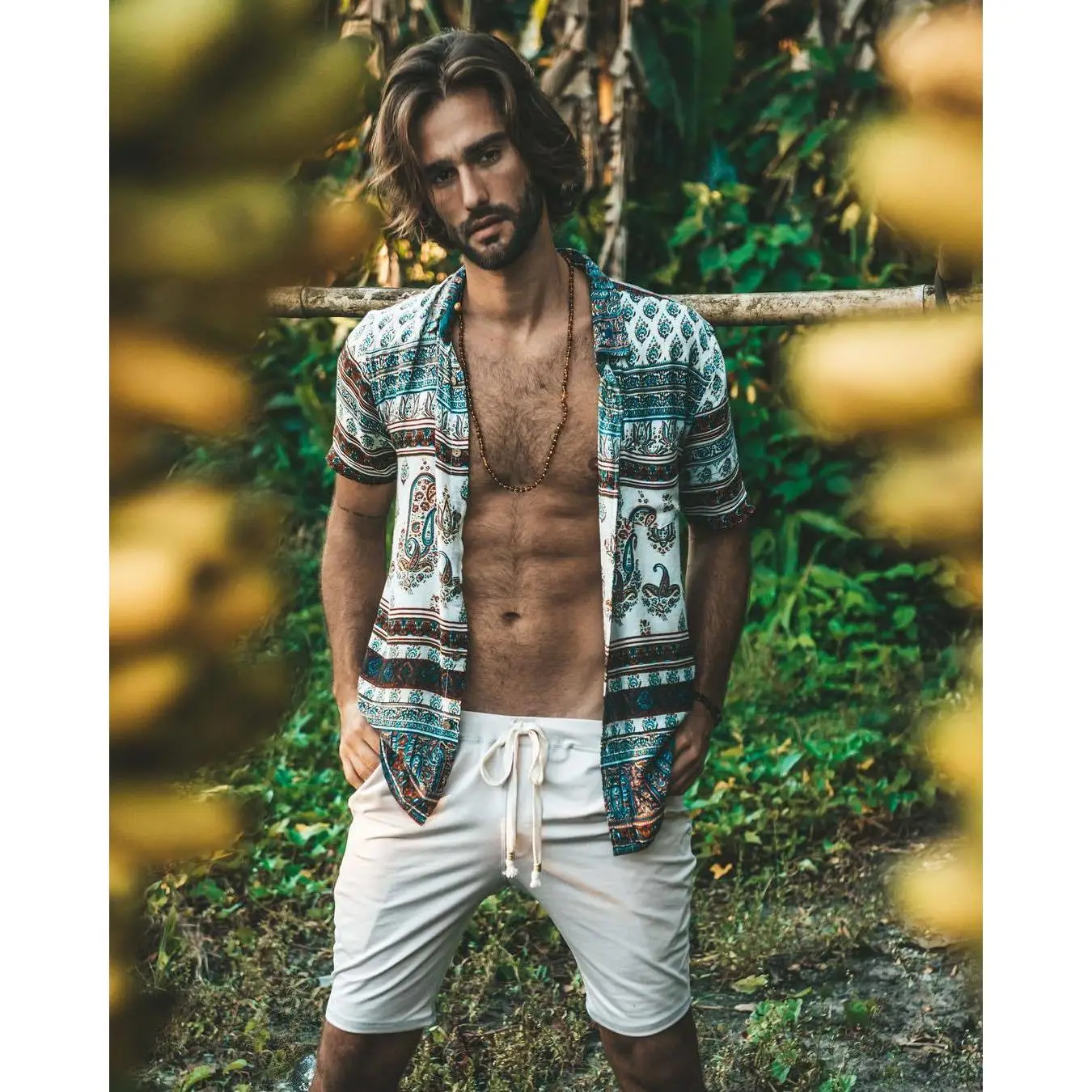 

Men's Printed Beach irt Cotton ort Sve Floral Pattern Casual Comfortable Summer Faion Inner Wear for Men
