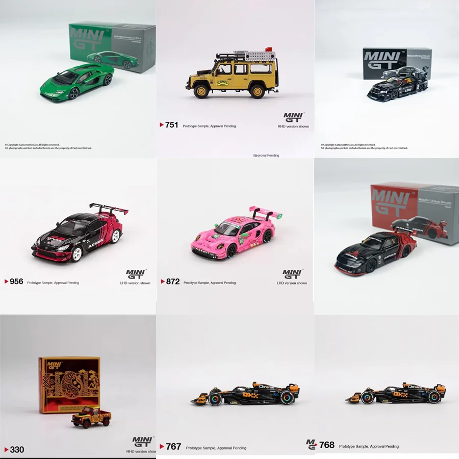 

MINI GT 1:64 Porsche 911 GT3 R Roxy MCL60 #4 Lando Norris 2023 F1 Japanese GP 2nd Place Alloy Car Model Collection Gift