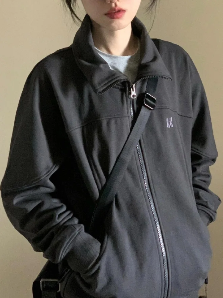 Coreano faculdade sle gola aberta cardigan camisola jaet feminino casual preguiçoso primavera outono faion topo