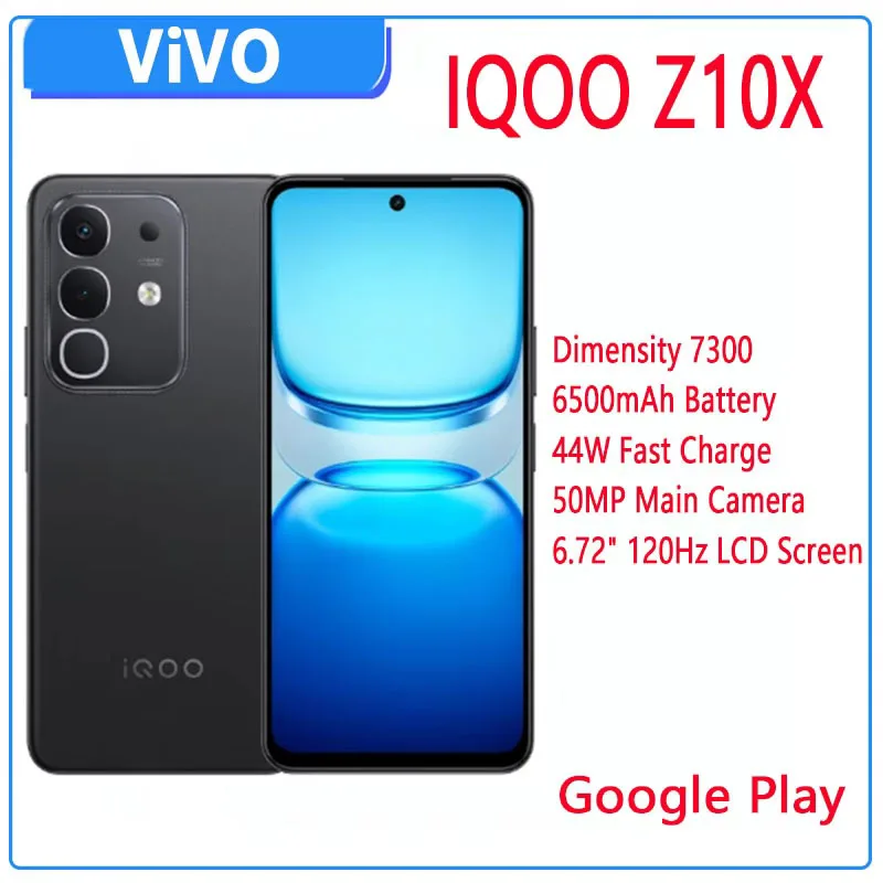 Neues VIVO IQOO Z10x 6500 mAh 44 W SuperVOOC Snapdragon 6 Gen 6,72 Zoll LCD 120 Hz 50 MP OTA Update