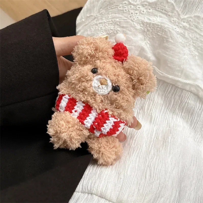 Étui brun ours en peluche pour AirPods, boîtier de charge pour écouteurs Bluetooth, housse de protection pour écouteurs, AirPods 4, Airpod 1, 2, 3 Pro Pro2