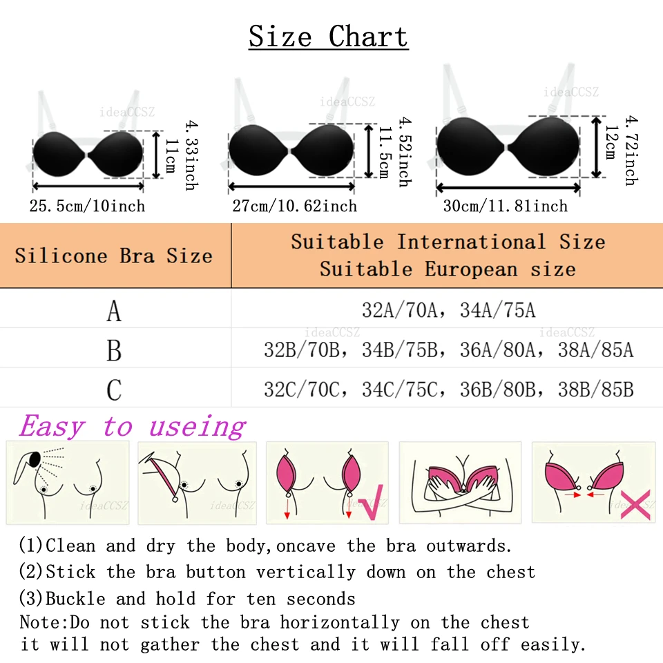 5CM Thick Women Invisible Bra Push up Backless Sticky Underwear Small Breast Lift Adhesive Wedding Lingerie with Transparent Str