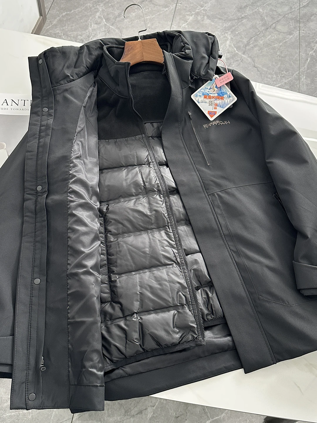 

Съемная уличная футболка в одном 90 Du down, мужская функциональная стеганая куртка с капюшоном Jaet Busin, повседневное пуховое пальто из полиэфирного волокна