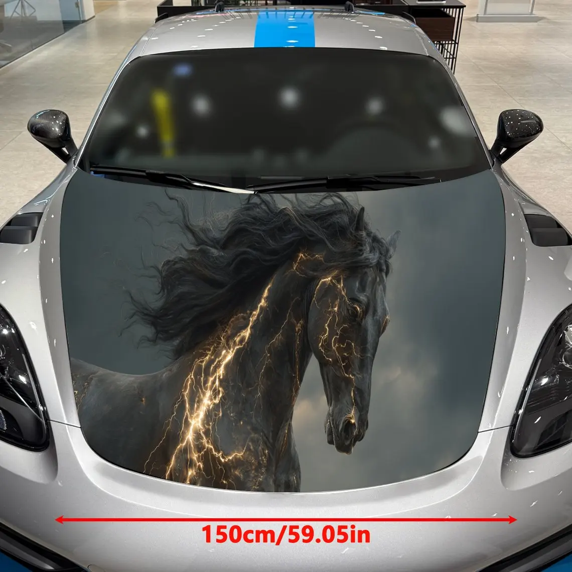 Dynamic Windy Horse Car Hood Stickers - Self-Adhesive, Waterproof and Durable Vinyl Wrap, Decorate And Protect Your Car - The Gi