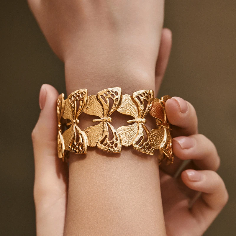 PRISCA | Stainless Steel Butterfly Bracelet for Women and Girl Fashion Italian Charm Accessories New Style
