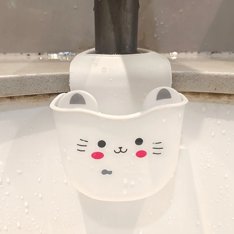 1 Cat Water Basin Drain Basket Hanging Bag Dishwashing Sponge Faucet Organizer Shelf Kitchen Utensil Sink Hole-Free Hanging Bask view 2