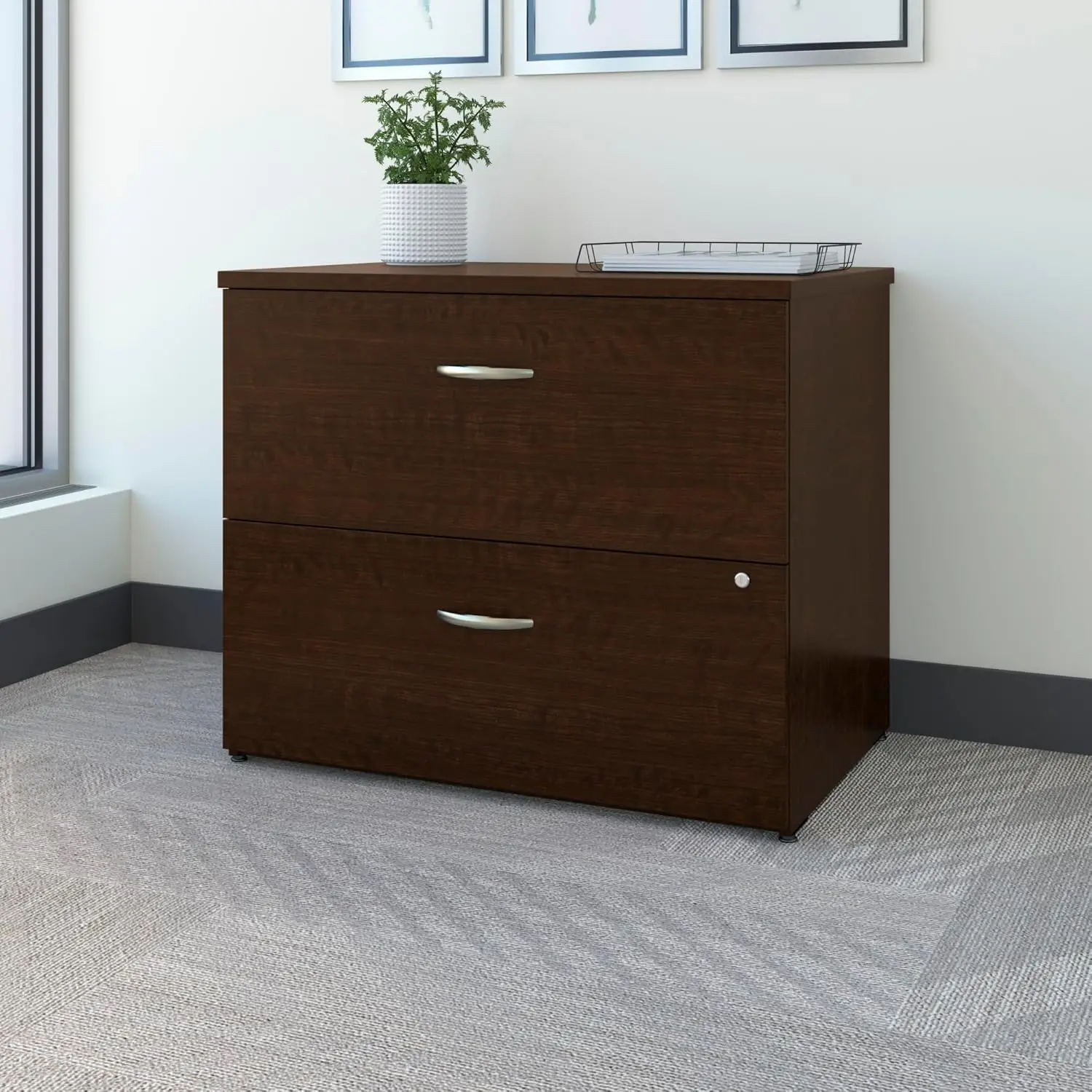 

2 Drawer Lateral File Cabinet, Locking Document Storage for Home or Professional Office Hansen Cherry