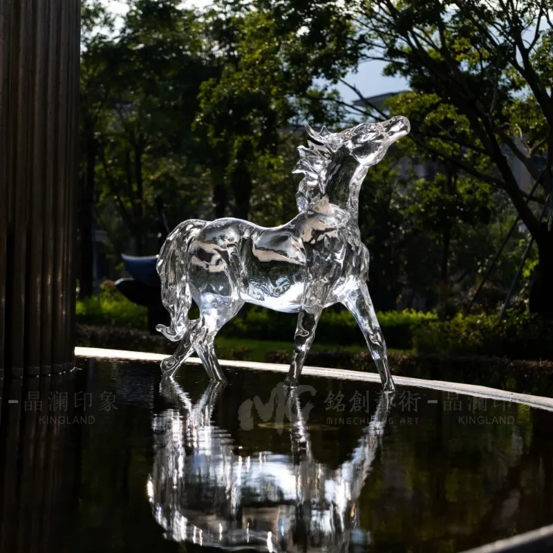 

Crystal white horse ornaments, living room entrance, high-end soft decoration crafts, opening gifts, light luxury and high-end