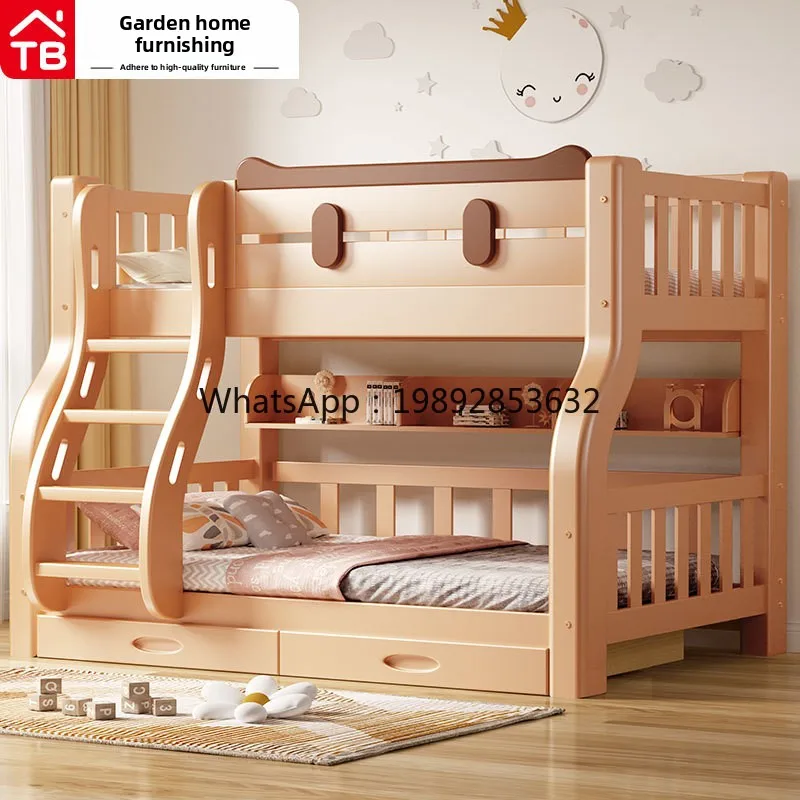 YFY Children's  Bunk  Boys Girls High Low Bed Parent-Child  Adult Bunk  Upper and Lower Layer Solid Wood