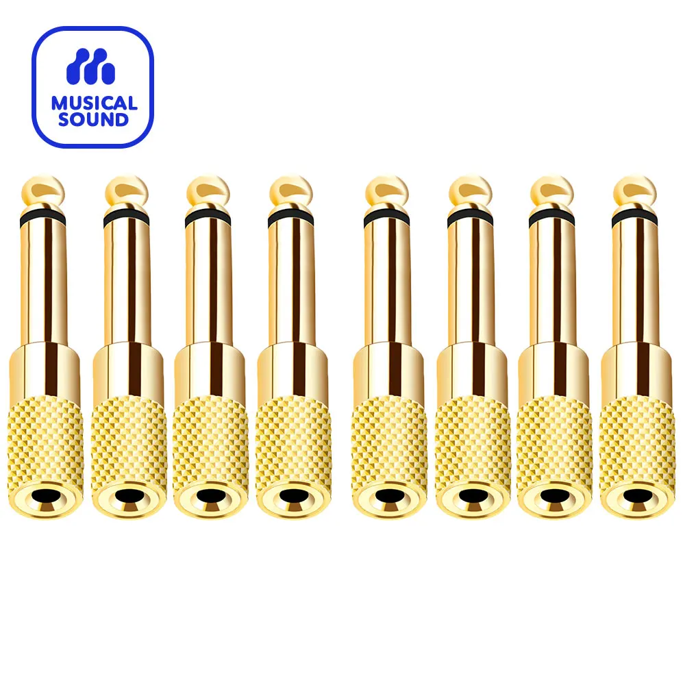 8 Pieces Set 6.35 Male to 3.5 Female TS 2 Pole Mono adapter Plug Jack Headphone Adapter Plugs Terminals for Amplifiers Mixing