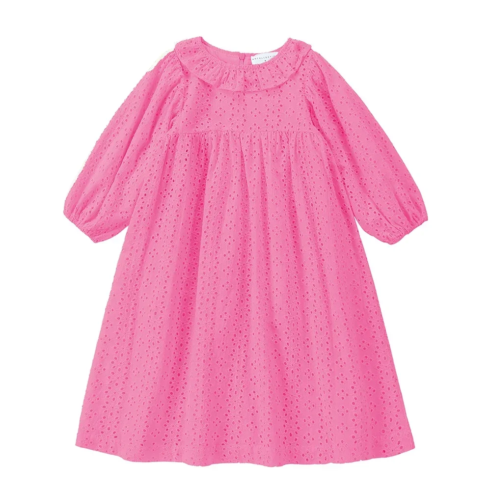 AS Eyelet Collection-vestido bordado para niñas, Pelele de algodón, conjunto de muselina con cuello con volantes, Color rosa y albaricoque