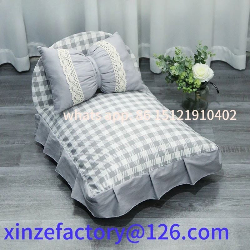 

Customizable All season Use Dog Bed Plaid Design Princess Style cat beds for large cats