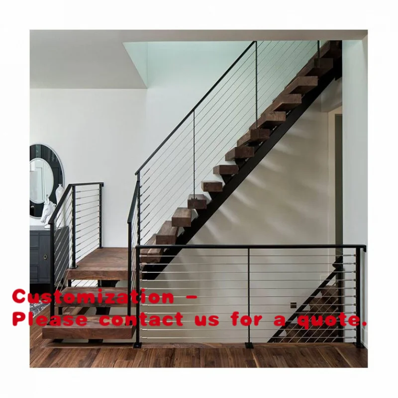 

Customize.Modern Design Single Beam Staircase with Solid Wood Stair Tread and Railing