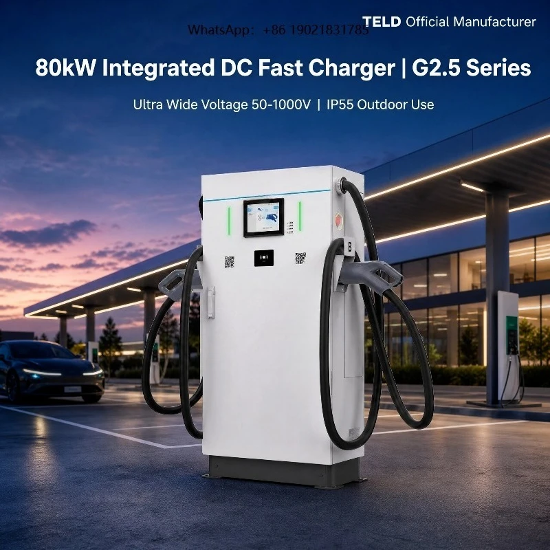 New 80kW DC fast charger Electric vehicle charging station Double  GB/T charging pile with 8-inch display 380V input
