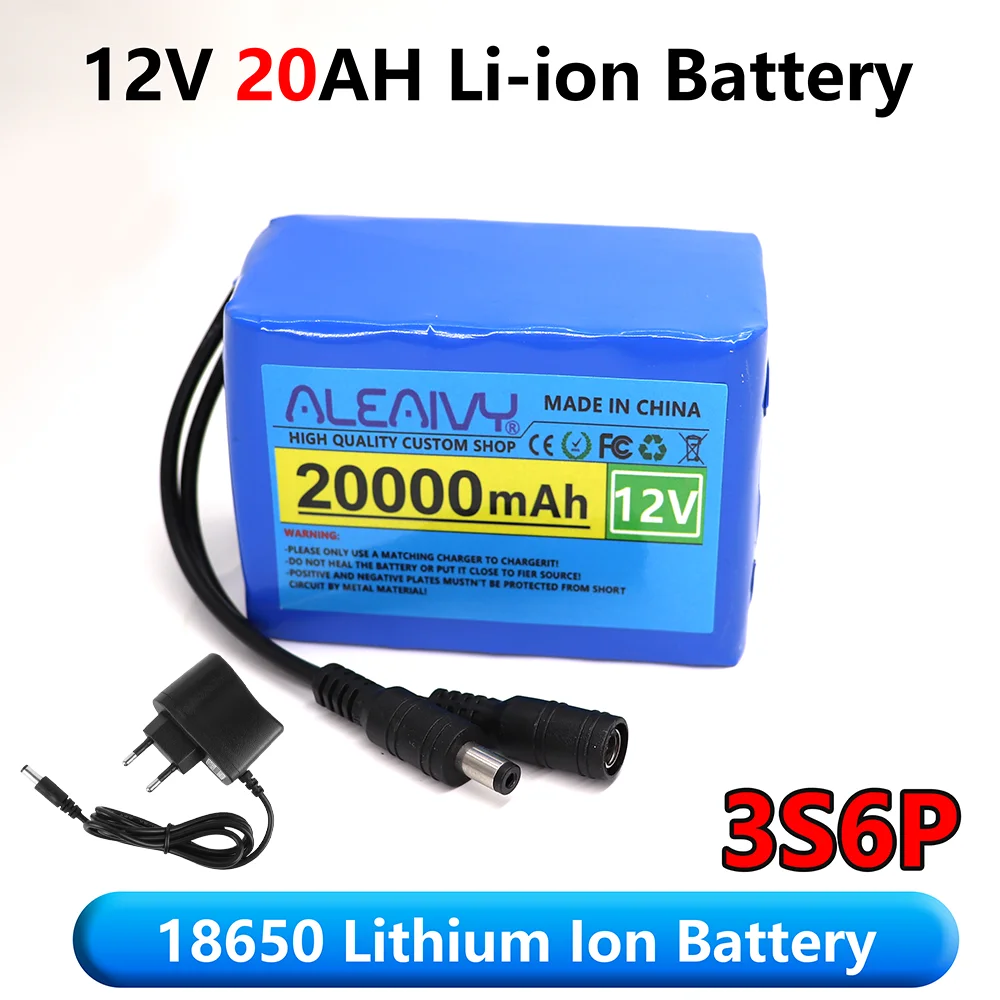 

3S6P Real capacitance12V 20000mah Battery Rechargeable Lithium Ion Battery Pack Capacity DC 12.6v 20Ah CCTV Cam Monitor +Charger