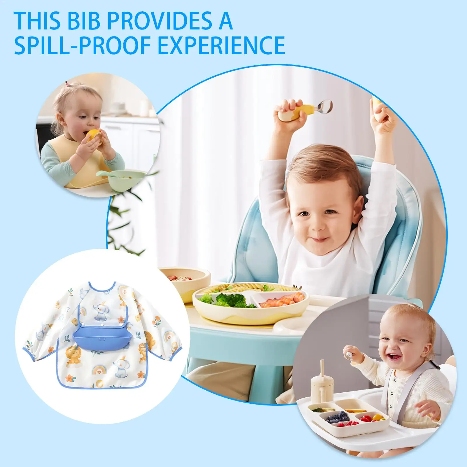 

Baby Feeding Bib Toddler Waterproof Feeding Baby Bib Soft Cloths Smock Overalls for Sensitive Skin Daily Mealtime Living Room