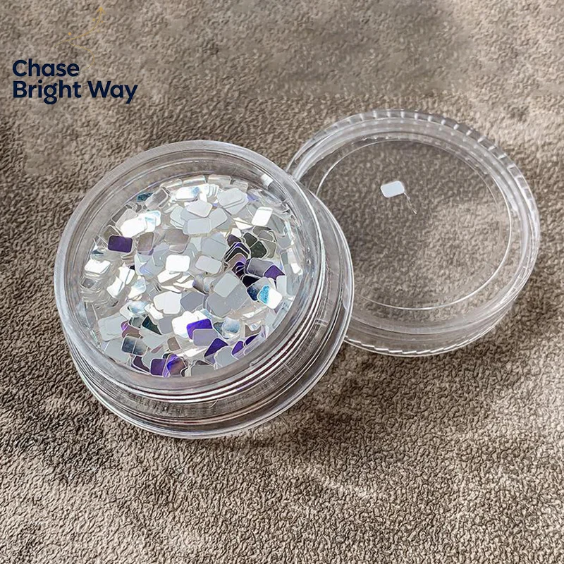 1 Jar Square Silver Nail Glitter Jewelry Minimalist And Sparkling Light Luxury Style Wearing Armor Decoration Materials