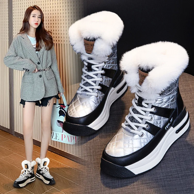 

Winter Women's Platform Snow Boots High Quality Warm Anti-chill Plush High Top Boots Non-slip Wear-resistant Womens Cotton Boots