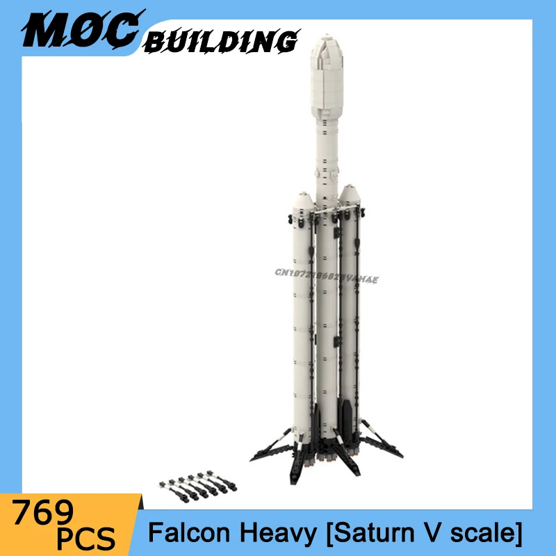 Serie espacial Falcon, vehículo de lanzamiento de elevación pesada, modelo MOC, bloques de construcción, cohete creativo, juguetes, ladrillos de montaje DIY, regalo de Navidad