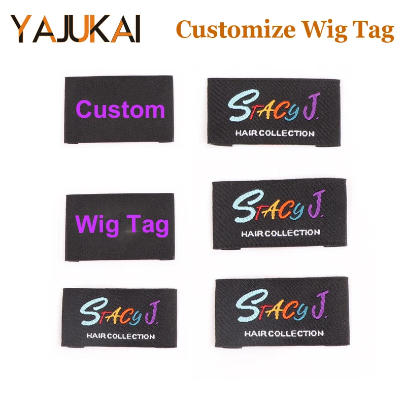 Custom Label Tags For Hair Accessories With Logo Custom Tags For Knitting Woven Labels For Wig Inside Wig Tags Personalized 100