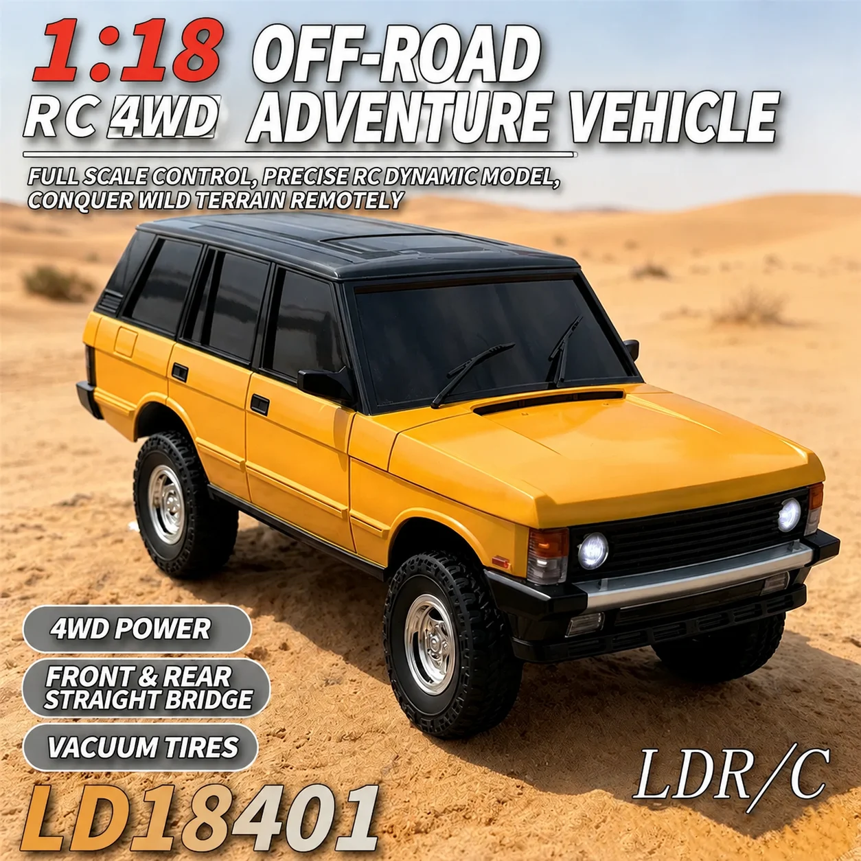 LD18401 Classic Scale RC SUV 1:18 4WD Off-Road Adventure Truck Brushed Power System Realistic Body Shell High Grip Tires  RTR view 5