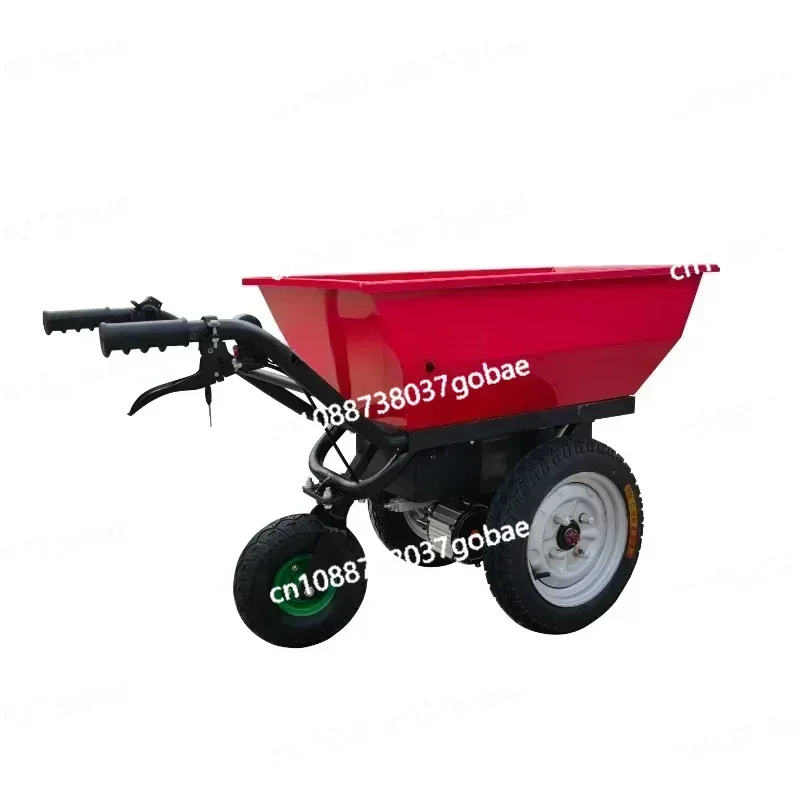 Lt Electric Trolley Lorry Double-Wheel Agricultural Electric Hand Push Trolley Small Orchard Elevator Material Truck