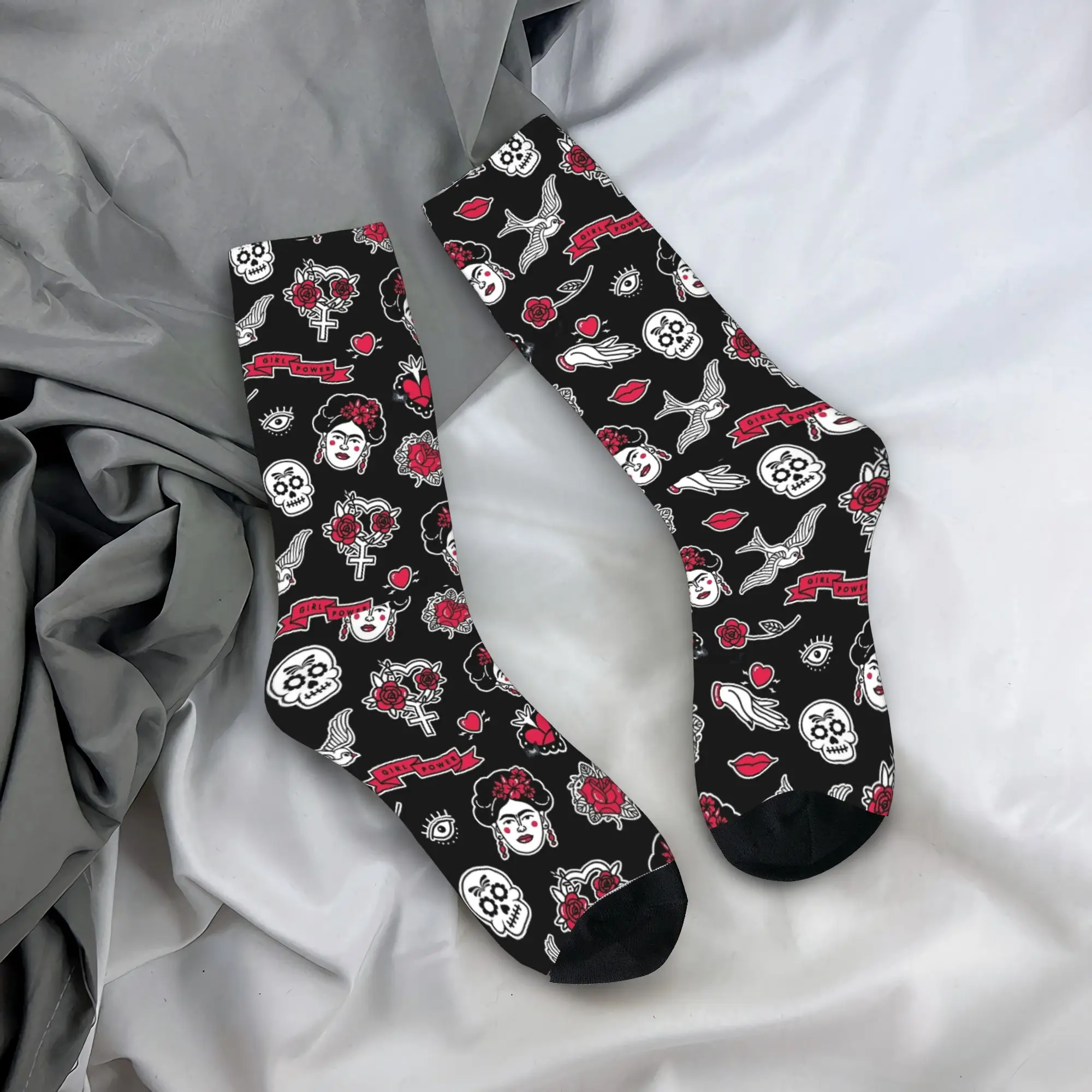 

F-Frida K-Kahlo art Day of the Dead Socks Men Women Casual Socks Novelty Spring Summer Autumn Winter Middle Tube Socks Gift,