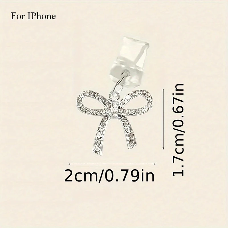 Lindo arco diamante teléfono tapón antipolvo accesorios decoración colgante para iPhone para Samsung puerto de carga tipo C