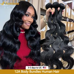 Body Wave Bundles 100% Human Hair 12A Brazilian Virgin Human Hair Weave 1/3/4 PCS Bundles Curly Raw Hair Bundles 3-5Day Delivery