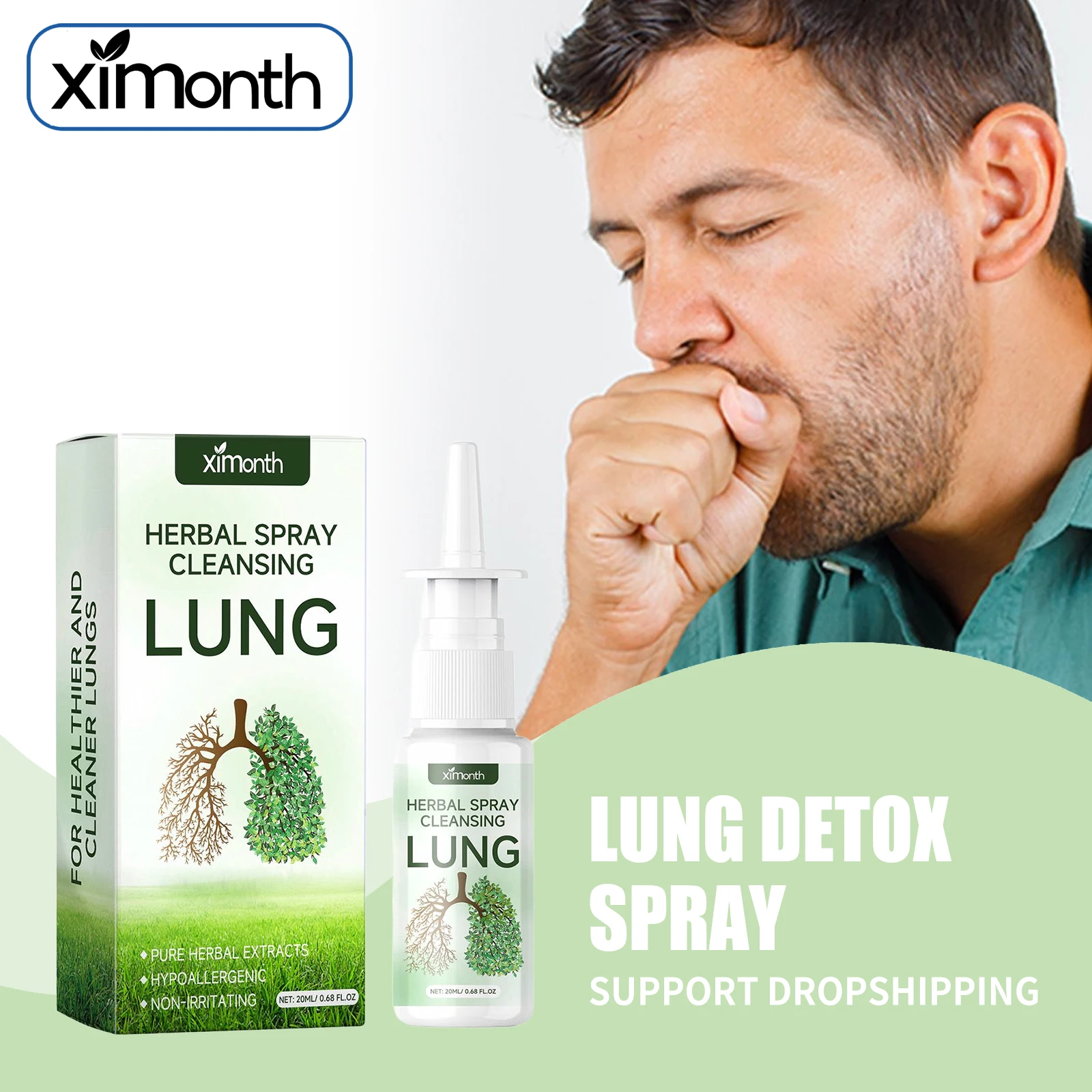 Spray Nasal a base de hierbas para limpiar los pulmones, reparación de desintoxicación, Mucosa, congestión Nasal clara, Reduce la tos, promueve los fumadores, niebla para el cuidado de la salud del pulmón