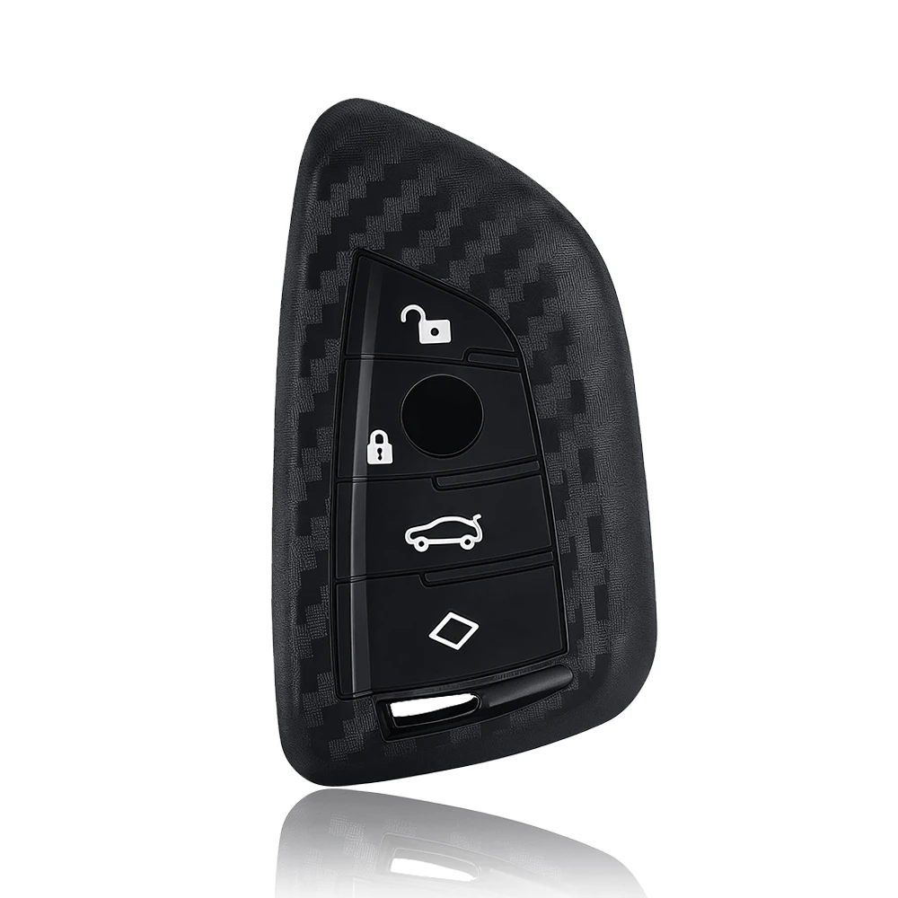 4 Button Carbon Fibler Silicone For BMW X1 X3 X4 X5 X6 F15 F16 F48 G30 G38 525 540 740 1 2 5 7 Series Key Protector Case