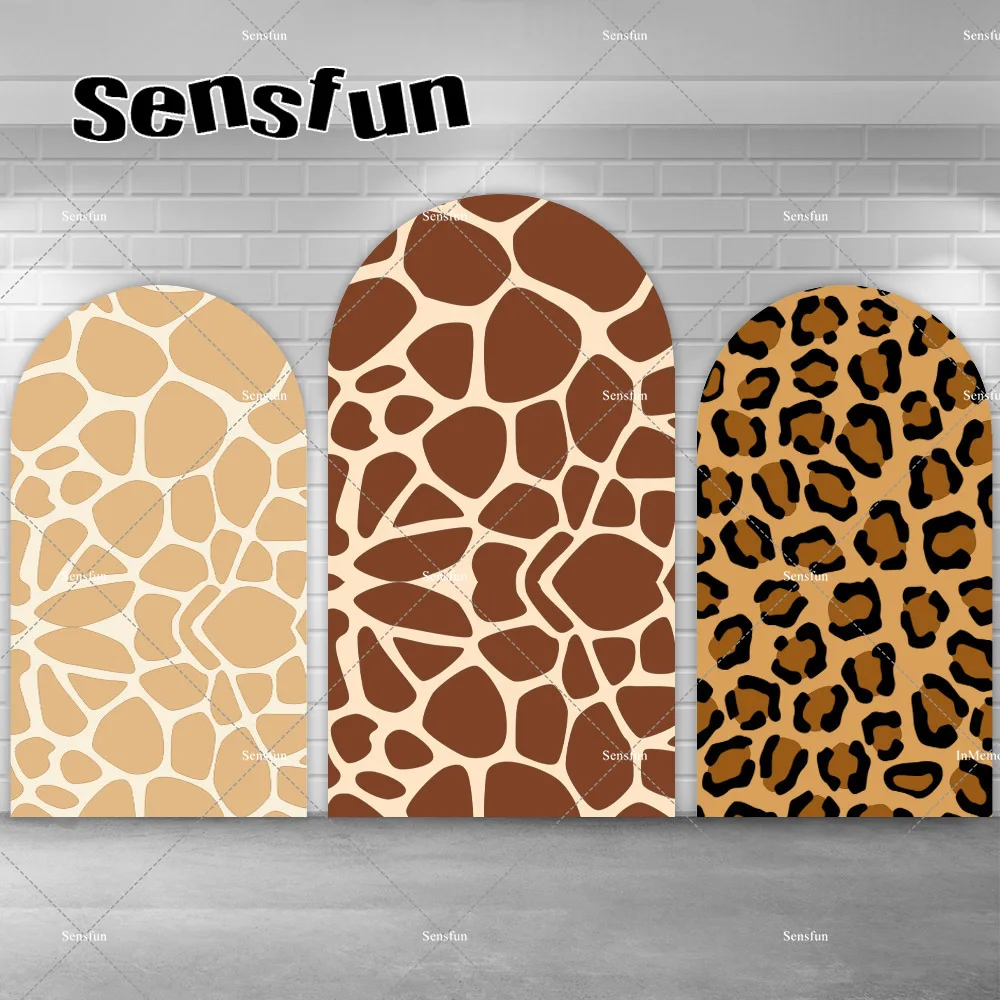 

Giraffe Leopard Pattern Print Arch Backdrop Cover Boys Safari Jungle Birthday Party Decoration Chiara Wall Background