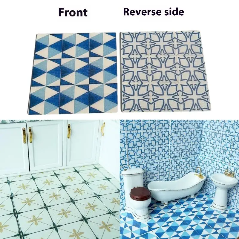 1:12 Dollhouse Miniature Square Wooden Floor Model Bathroom Living Room Decoration Toy Doll House Accessories