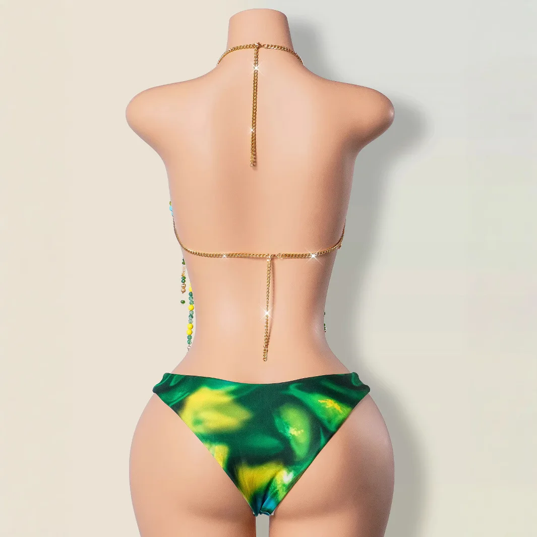Multi-color Handmade Beading Bra Chain Jewelry Layered Vest Camis Tops Sexy Summer Party Beaded Crop Top Night Club Body Chain