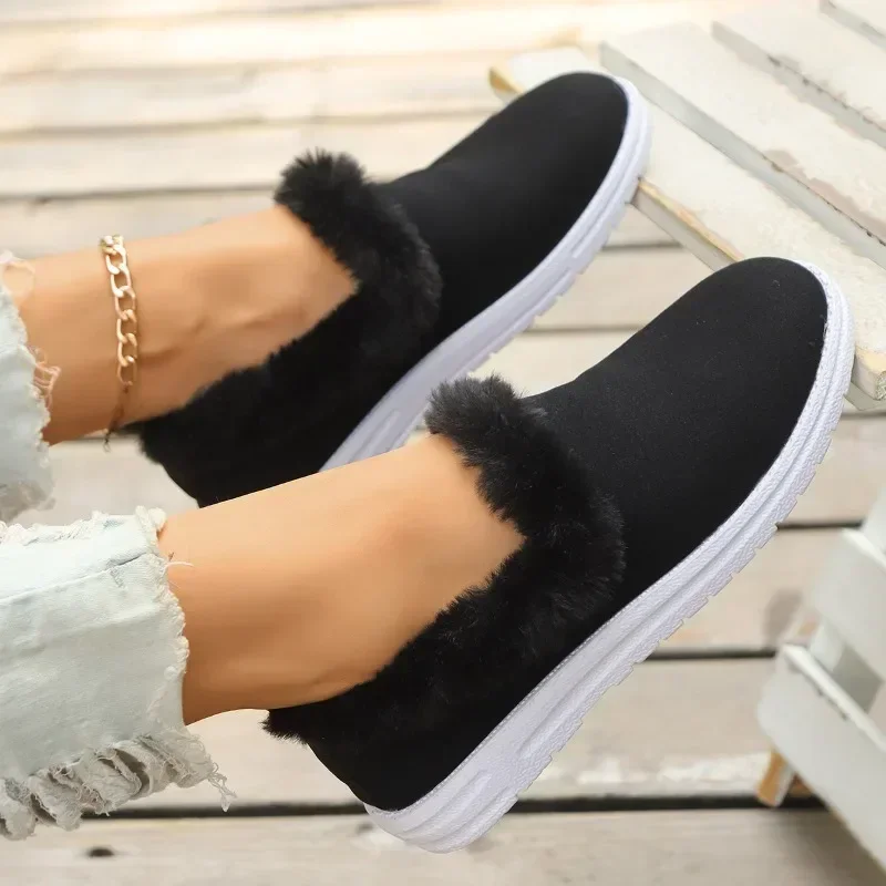 Female Shoes on Sale New One Kick Women Flats Winter Round Toe Warm Solid Solft Sole Casual Comfortable Large Size Flat Shoes image 3