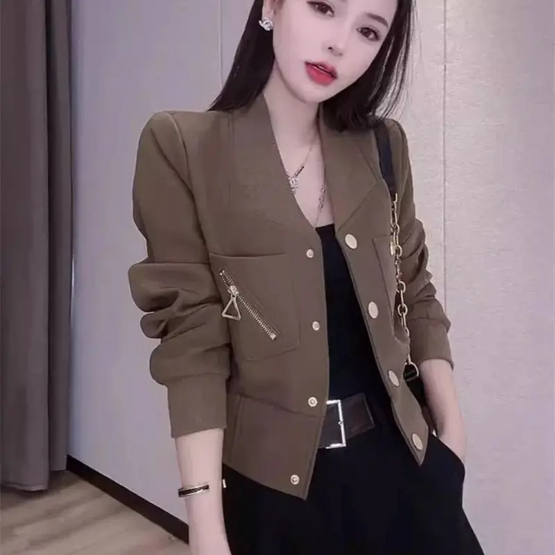 

High End Fashionable Short Jacket for Women in Spring and Autumn 2024 Slim Fit and Slim Temperament Workwear Small Jacket top WS