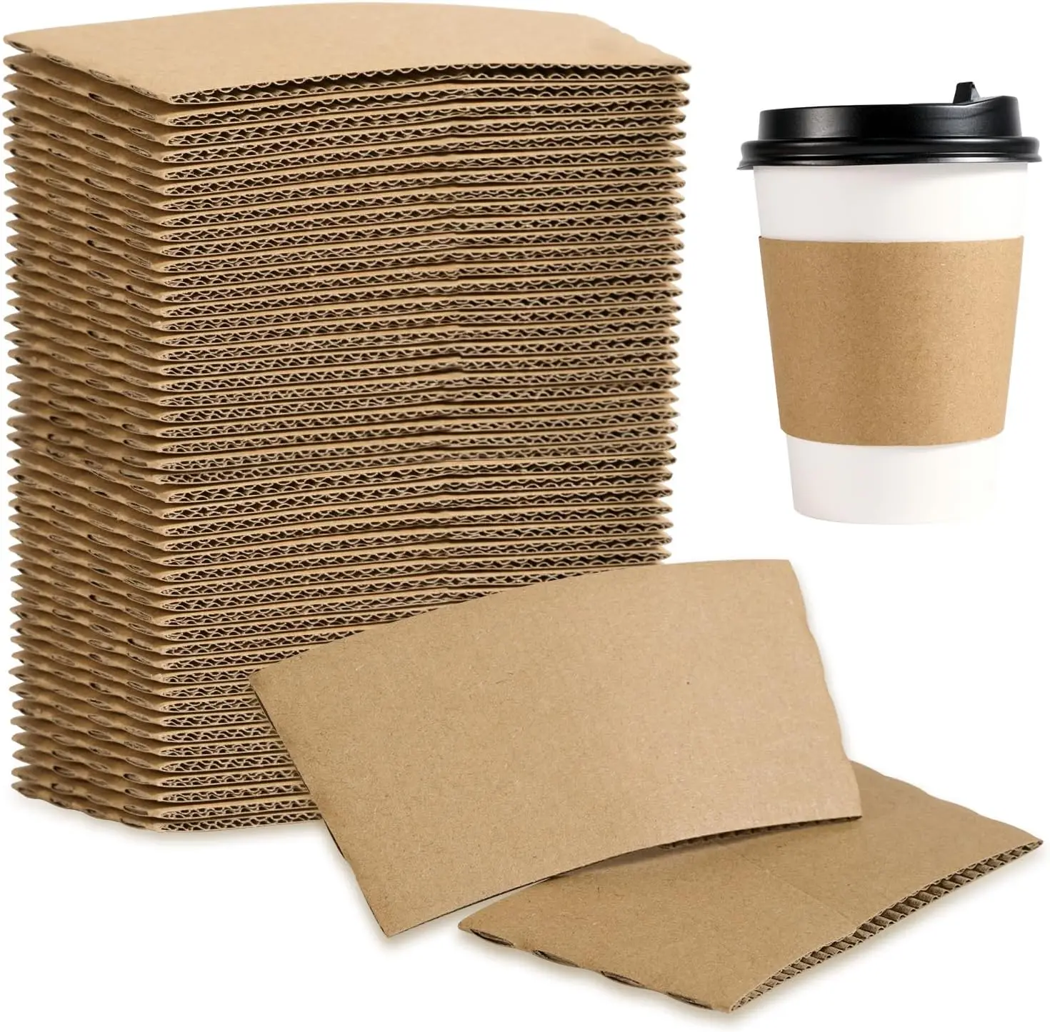 

200 Pack Coffee Sleeves, Disposable Cup Sleeves for Hot and Cold Drinks, Strong Coffee Cup Sleeve Fit for 10-24 oz Cups