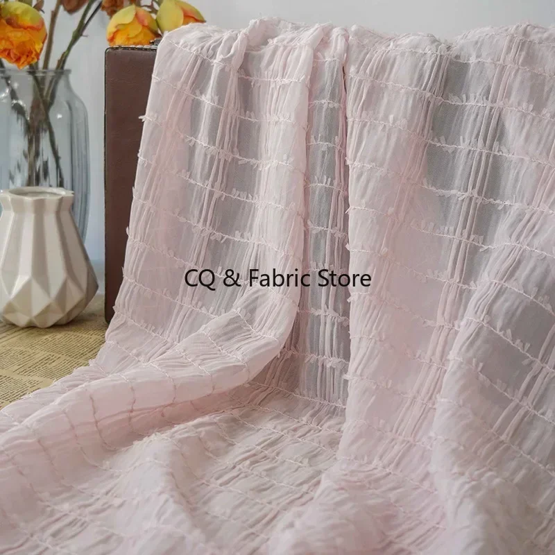 قماش شيفون جاكار مربع صغير طازج تول ناعم للربيع والصيف قميص نسائي فستان ملابس قماش صناعة يدوية قماش ذاتي الصنع