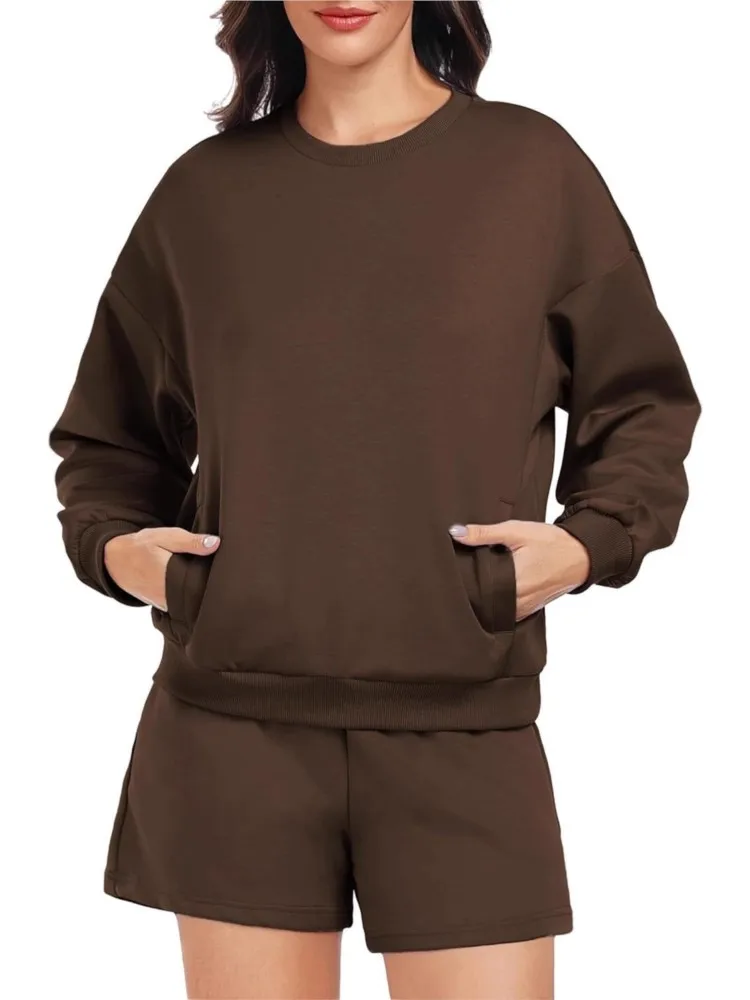 المرأة 2 قطعة ملابس رياضية مجموعة عادية كم طويل البلوز السراويل 2 قطعة مجموعة جديد الخريف موضة عادية قطعتين ملابس امرأة