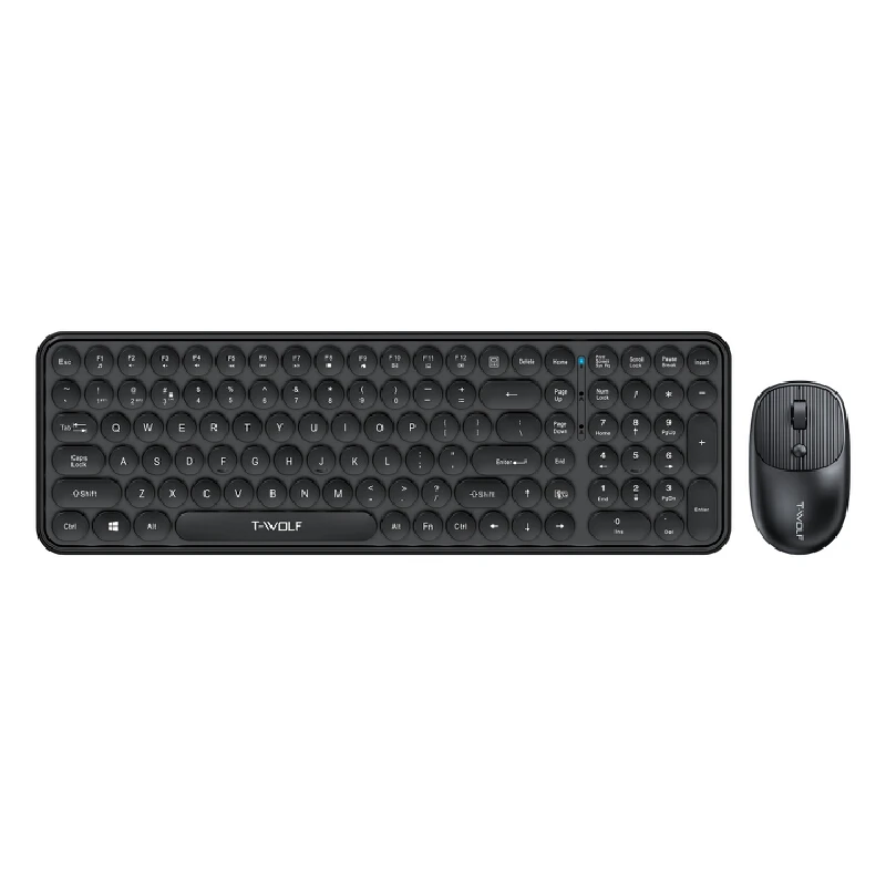 Wireless Keyboard Mouse Set 2.4g Usb 105 Keys Full Size With Colorful Punk Round Keycaps Silent Ergonomic Design For Pc Desktop