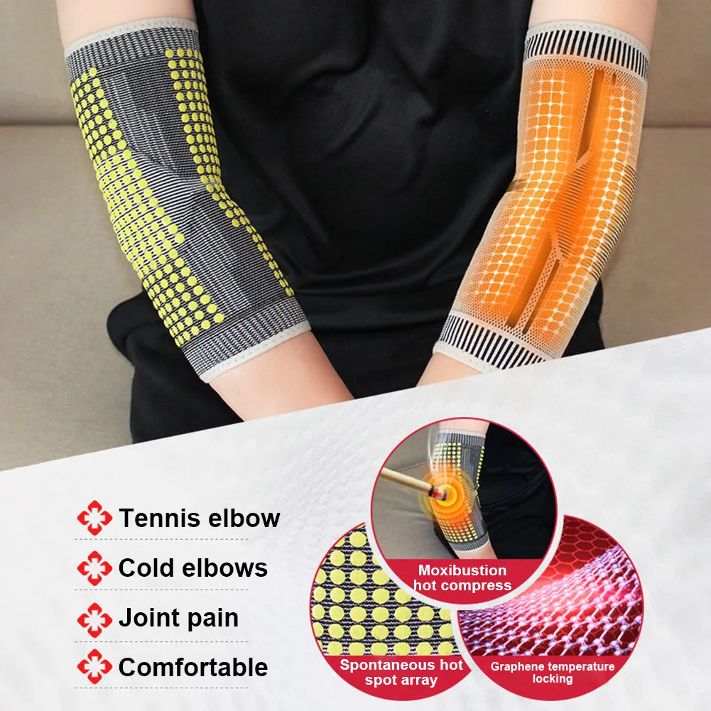 2 Pcs Self Heating Elbow Support Pad Arm Compression Support Elbow Sleeve Protector For Tendonitis Tennis Outdoor Wholesale