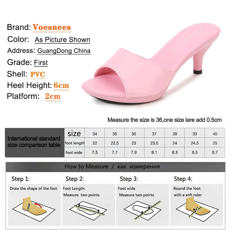 2023 Ladies Low Heels Summer Women Patent Leather Slippers 6cm Heels Pointed Toe Sandals Women Shoes Slip On Slides Plus Size 43