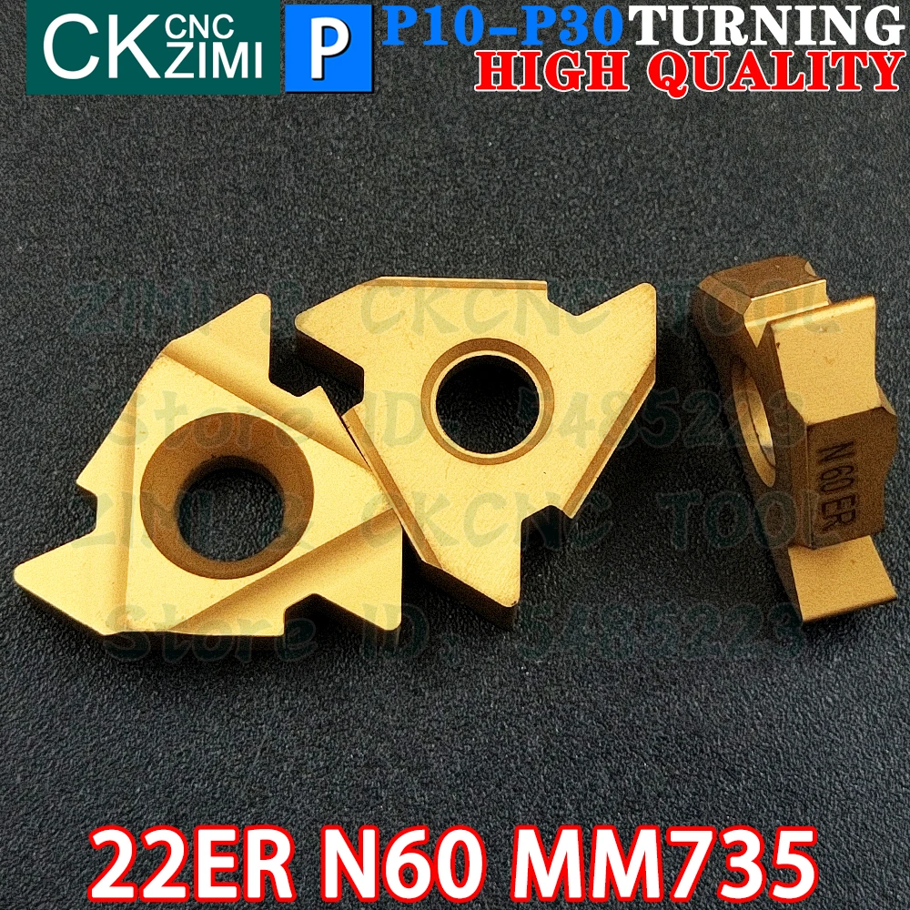 22ER N60 MM735 3.5-5.0 inserti in metallo duro Sinistra destra Inserti filettati filettatura esterna interna Utensili RT22.01W N60P MMT22ER N60 CNC Utensili per tornitura in metallo