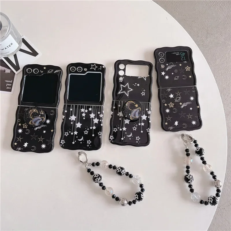 Funda trasera para Samsung Galaxy Z Flip 5, carcasa a prueba de golpes, brazalete de estrella, onda IMD, Z Flip5, ZFlip5