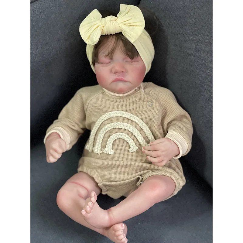 48cm Newborn Baby  Doll Levi with Hand Rooted Hair 3D Skin Visible Veins Collectible Art Doll