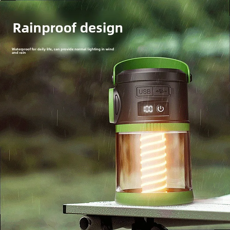 Portable Solar Camping Lantern with Digital Battery Display, Emergency Light