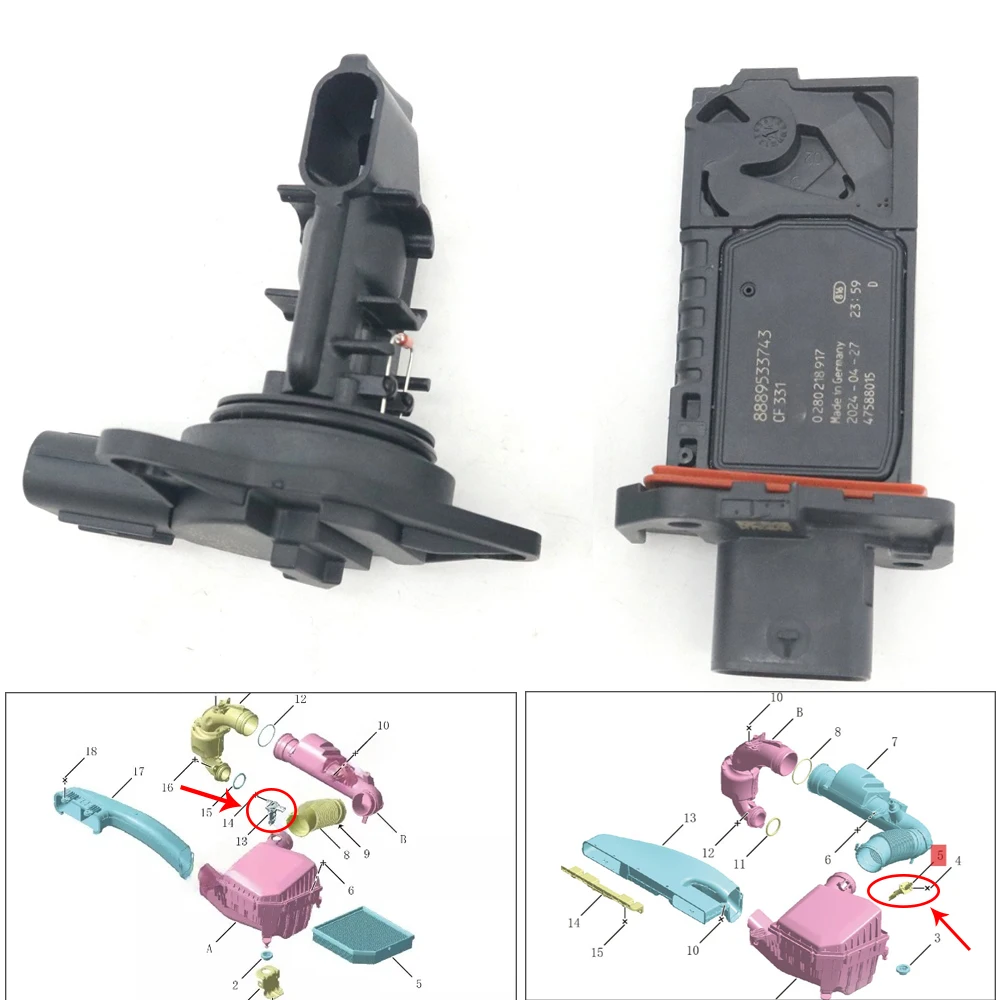 1 Pcs Maf Mass Air Flow Meter Sensor 2029029700 8888480225 2032068700 8889533743 For Lynk&Co LynkCo 01 02 03 05 06 1.5T 2.0T