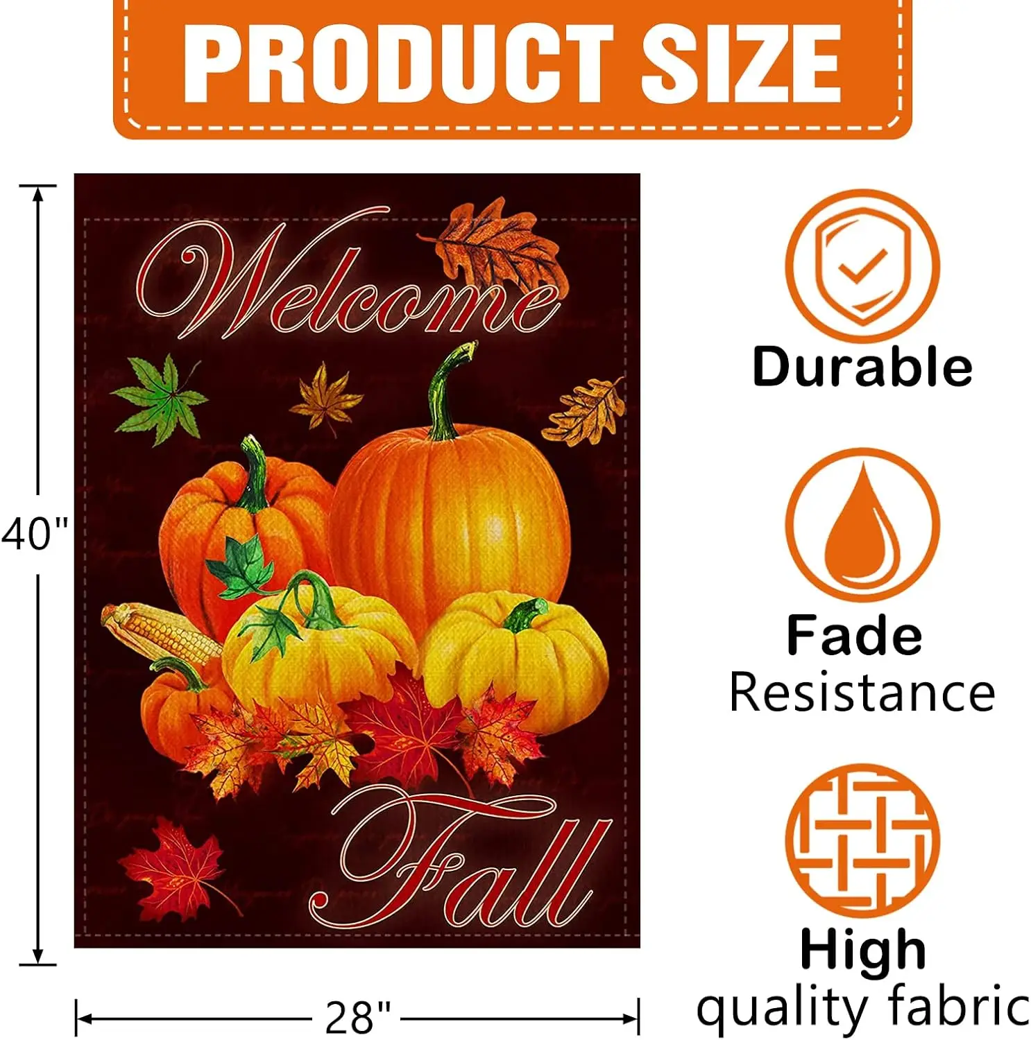 Welcome Fall 12X18in House Flag Farm Double Sided, Autumn Rustic