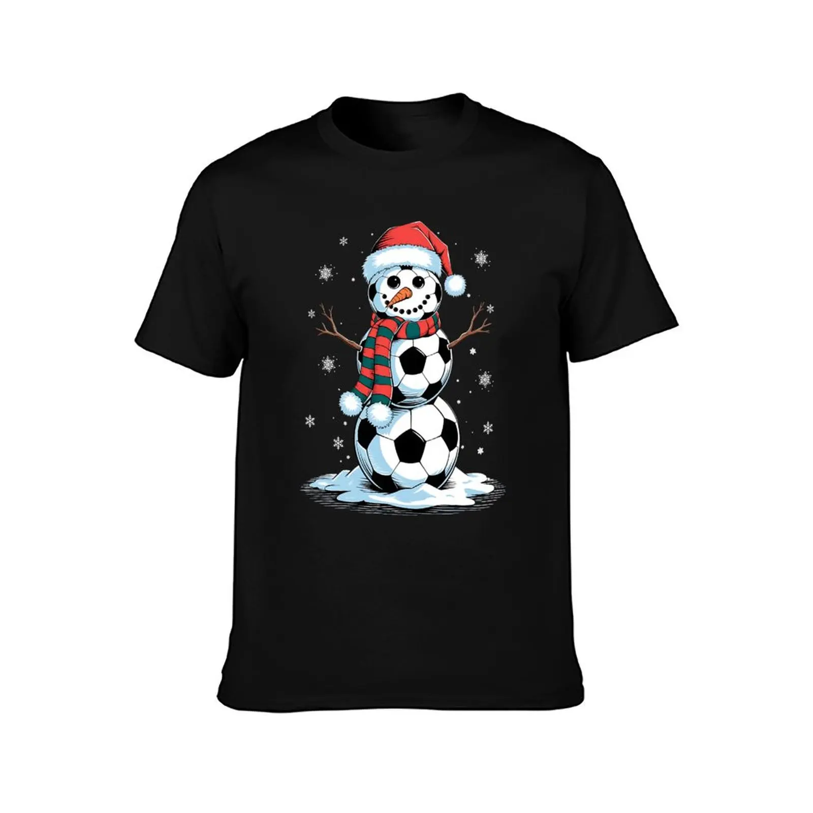 Funny Soccer Snowman Player Santa Hat , Cristmas 2024 T-Shirt Gym Wear Breathable Short Sleeve Tee T-Shirt